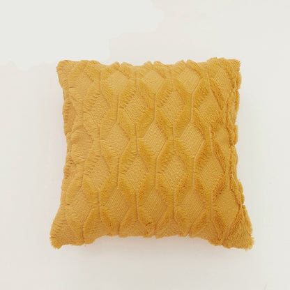 Quadratischer Zierkissenbezug mit dreidimensionalem Wabenrelief aus soften Chenille-Fasern Brehn