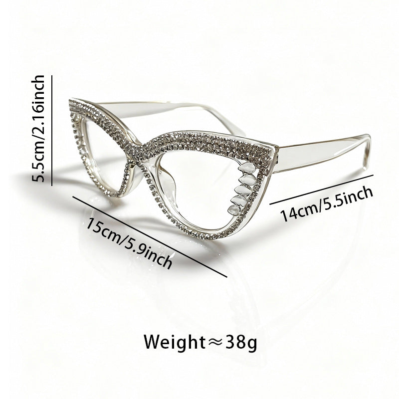 Rhinestone-beschmückte Cat-Eye-Brillen Brehn