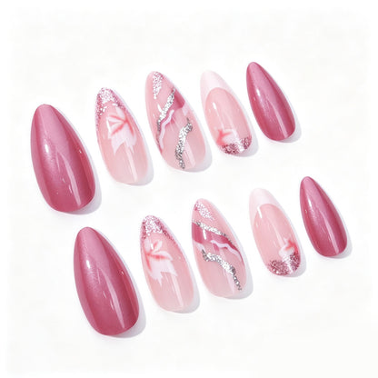 Elegantes florales Stiletto-Nagelkunst-Set Brehn