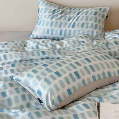 Luxuriöses Satin-Bettwäsche-Set mit floralem Aquarellprint, Volantkanten und Wendefunktion