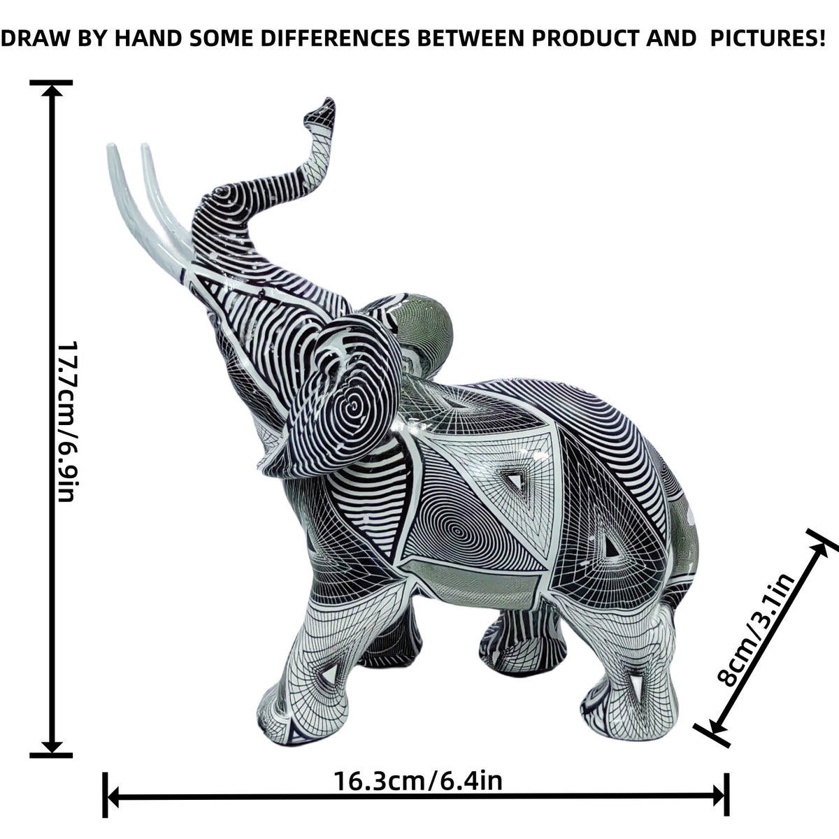 Kunstvolle Elefantenfigur mit buntem Design Brehn