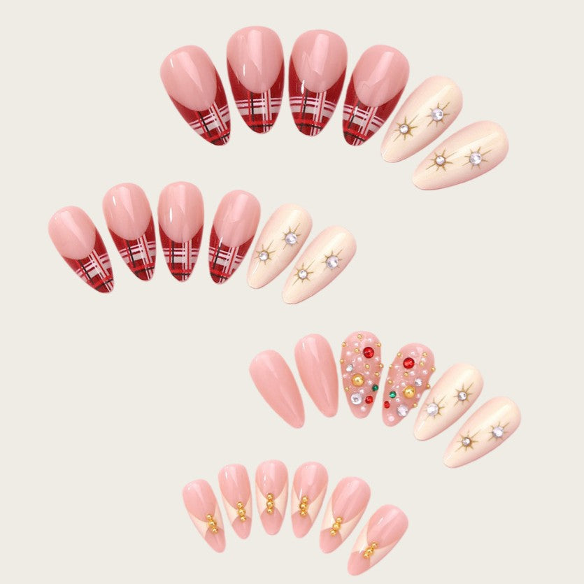 Künstlerisches Stiletto Press-On Nagel Set Brehn