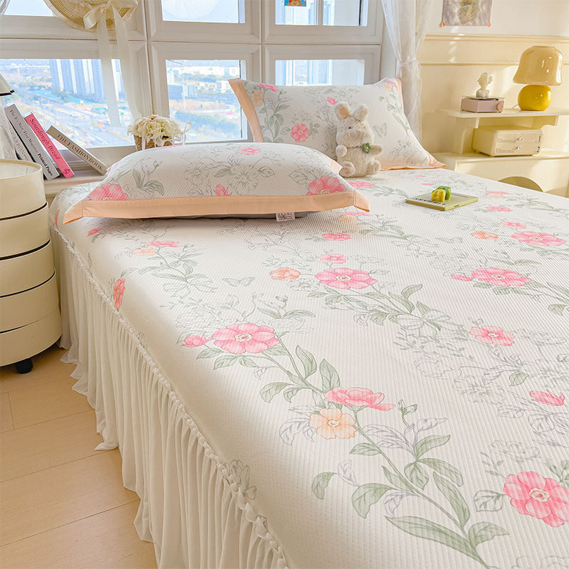 Damen Elegantes und dekoratives Bettüberwurf-Set mit fröhlichem Blumenmuster Brehn