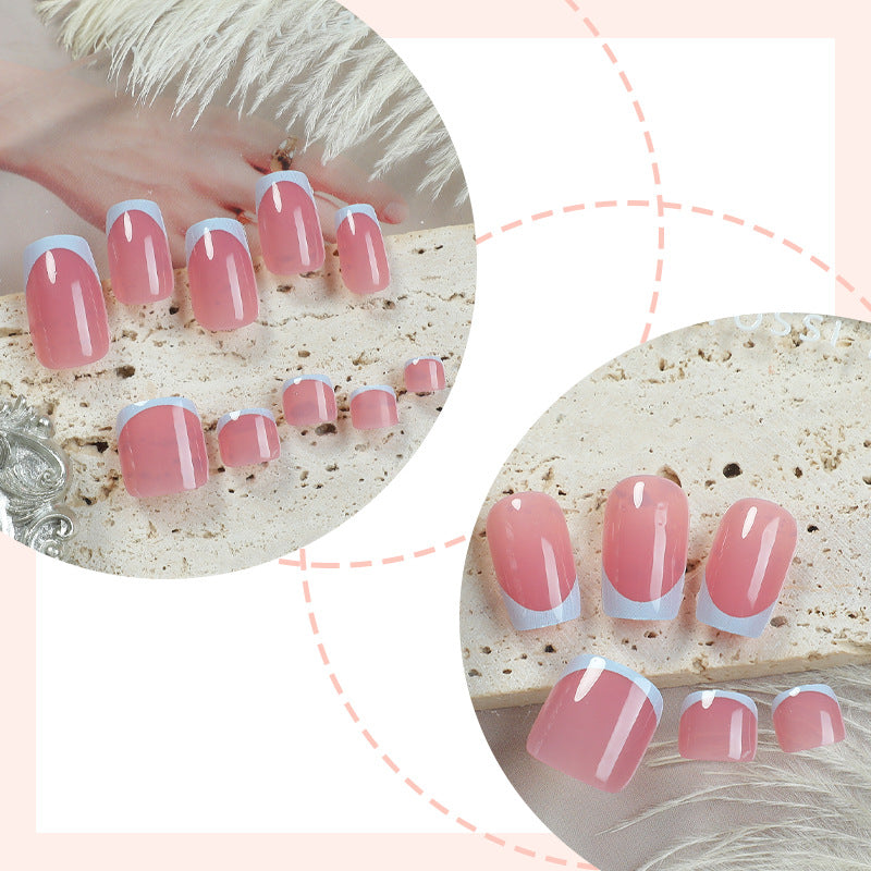 Künstlerisches French Tip Press-On Nails Set Brehn