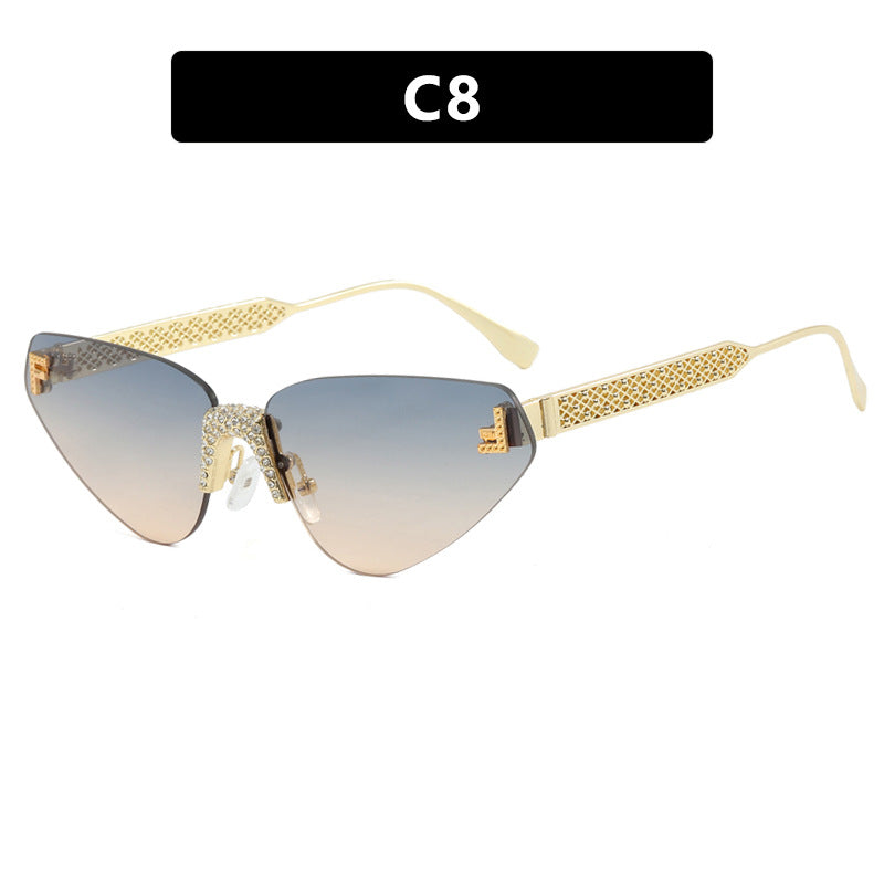 Damen Designer Katzenaugen-Sonnenbrille mit funkelndem Strass-Besatz Brehn