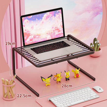 Stufenverstellbarer Metall-Laptop- und Monitorständer mit belüfteten Lamellen-Regalen und unterer Aufbewahrungsorganisator