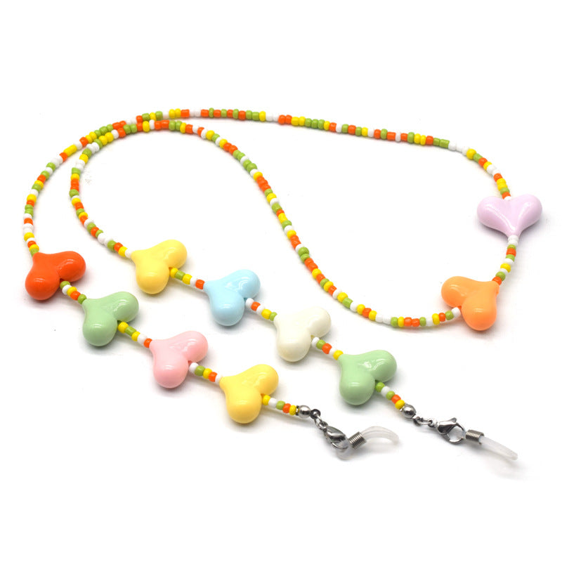 Bunte Herz Perlen Brille Kette Brehn