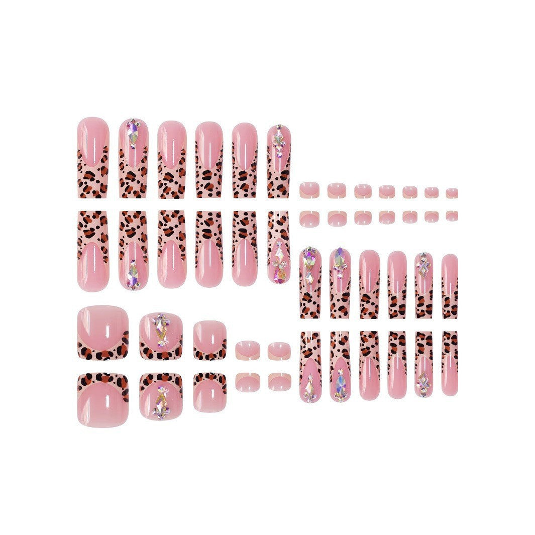 Künstlerisches 3D Dekoratives Press-On Nagelset mit Tierdruckakzenten Brehn