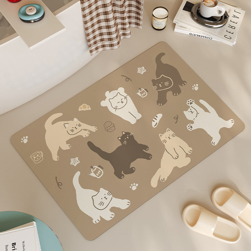 Adorable Katzenthema Badezimmermatte