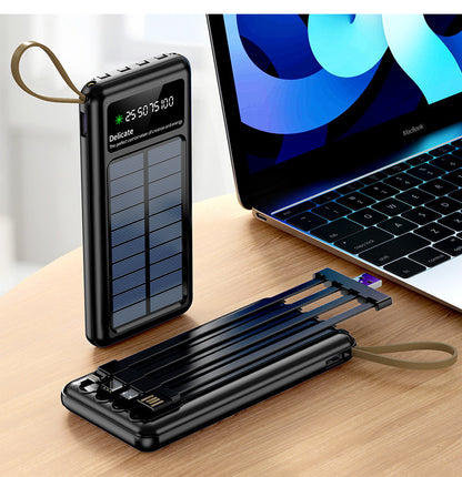 Solar Powerbank mit Multifunktionalen Ladekabeln Brehn