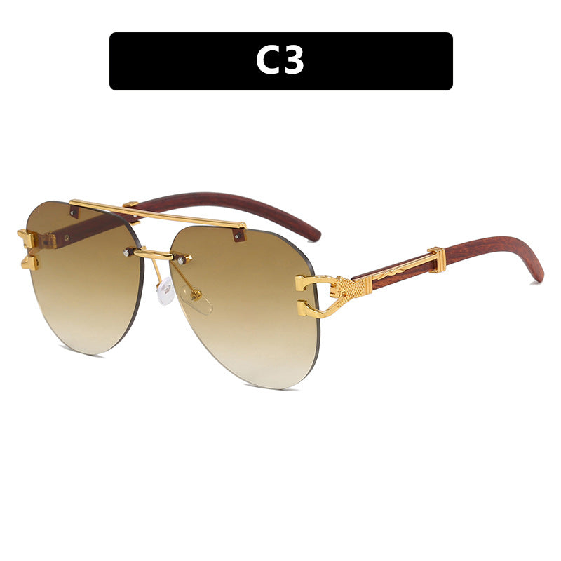Damen modische Piloten-Sonnenbrille mit luxuriösen Metallakzenten und Holzdetails Brehn