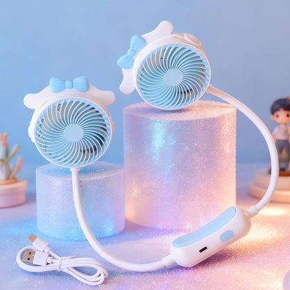 Unisex nan tragbarer Doppelventilator Halslüfter mit flexiblem Schwanenhals und wiederaufladbarem Akku Brehn