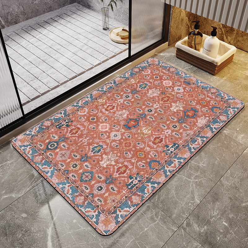 Elegante Floral Badezimmer Bereich Matte Brehn