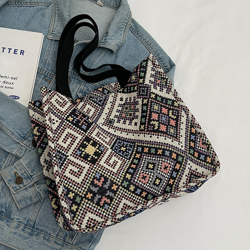 Handgefertigte geometrisch gemusterte Tote Bag