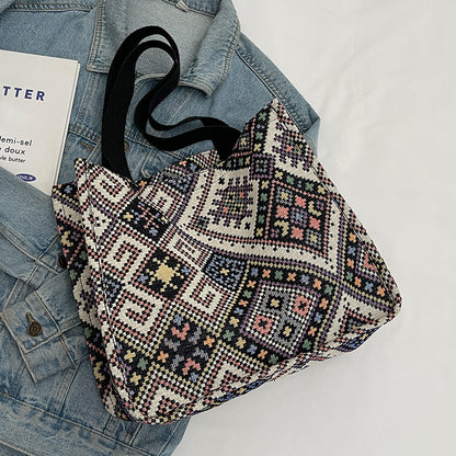 Handgefertigte geometrisch gemusterte Tote Bag