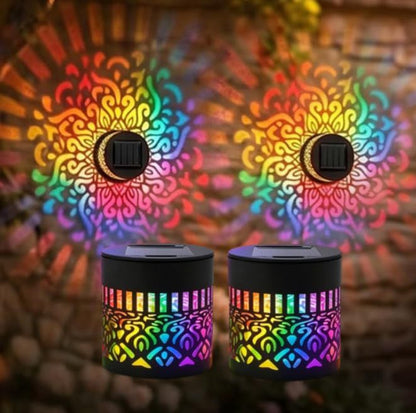 Dekorative Solar RGB Mandala Projektions Wand- und Stake Gartenlicht Brehn