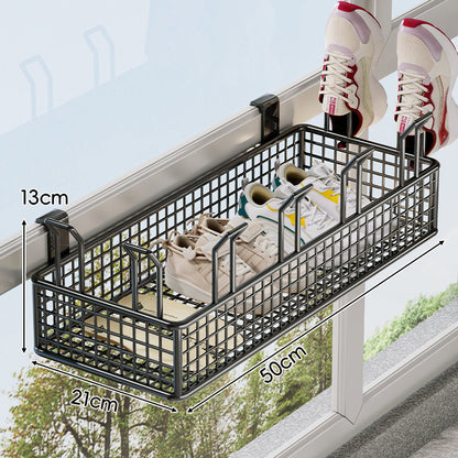 Über-Rail Balkon Schuh-Trocknungs- und Aufbewahrungskorb mit geteilten Mesh-Fächern