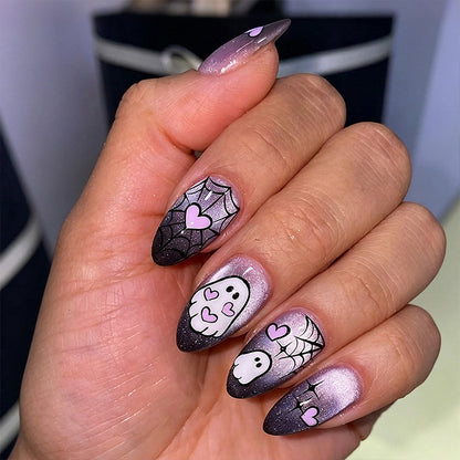 Halloween Kunstnagelset mit Geister- und Spinnenmotiven Brehn