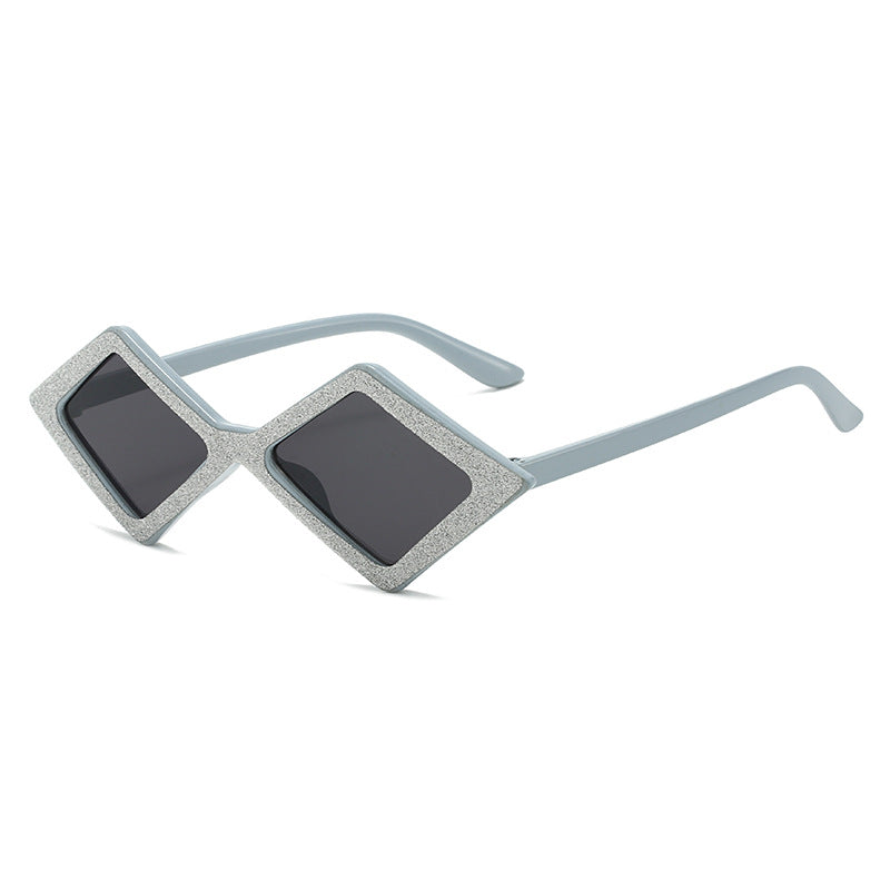 Damen futuristische, geometrische Sonnenbrille mit glitzerndem Rahmen Brehn