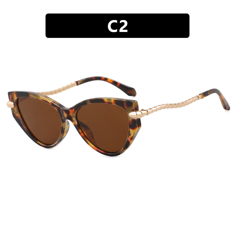 Damen Cat-Eye Sonnenbrille mit elegantem Metallrahmen und modischen Akzenten Brehn