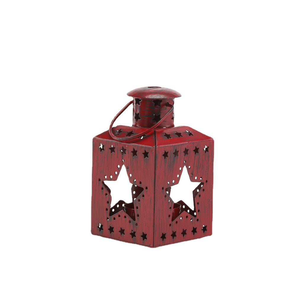 Distressed Shabby-Chic quadratische Teelichthalter mit Weihnachtsbaum-Ausschnitten Brehn