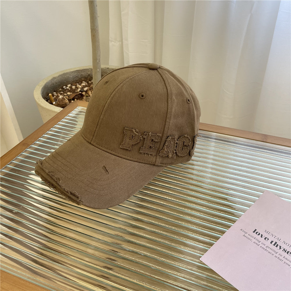 Damen Distressed Graphic Peace Baseball Cap Brehn