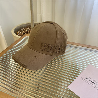 Damen Distressed Graphic Peace Baseball Cap Brehn