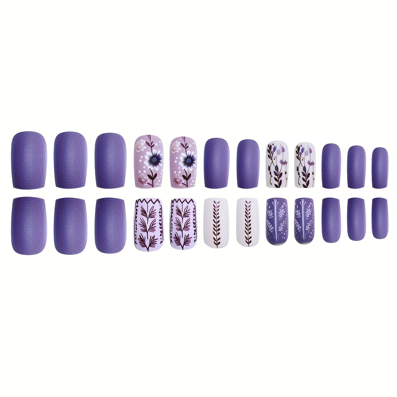 Künstlerisches Floral Press-On Nail Art Set Brehn