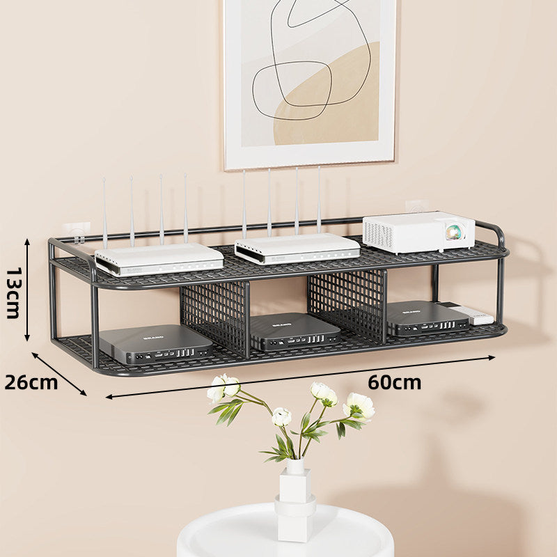 Wandmontierte belüftete Stahl-Dual-Tech-Regal für Router und Mediaplayer