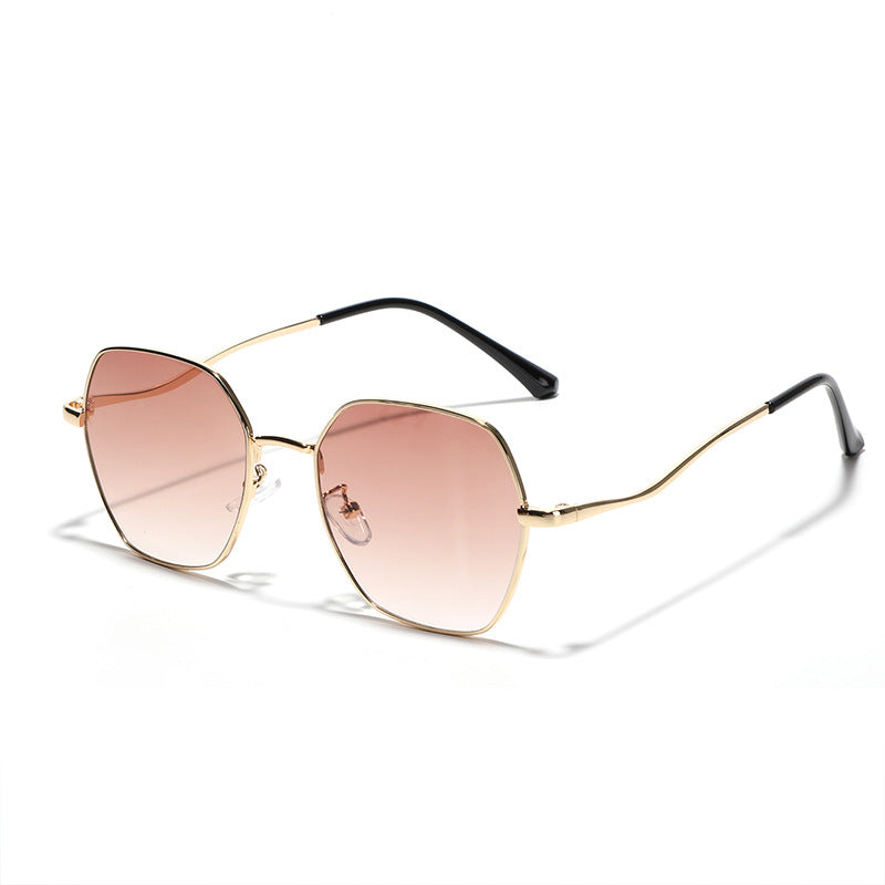 Damen geometrische Sonnenbrille mit hochwertigem Metallrahmen Brehn