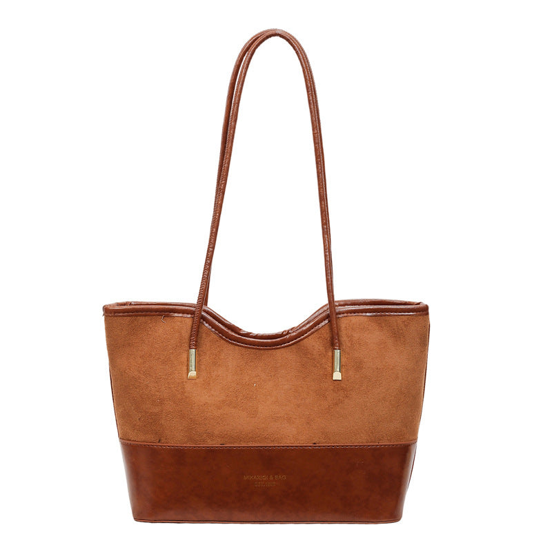 WoStylish Wildleder und Leder Schulter Tote Tasche Brehn