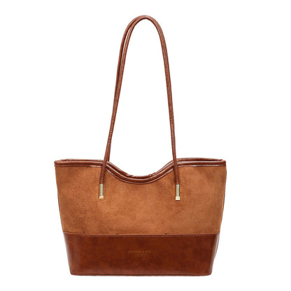 WoStylish Wildleder und Leder Schulter Tote Tasche Brehn