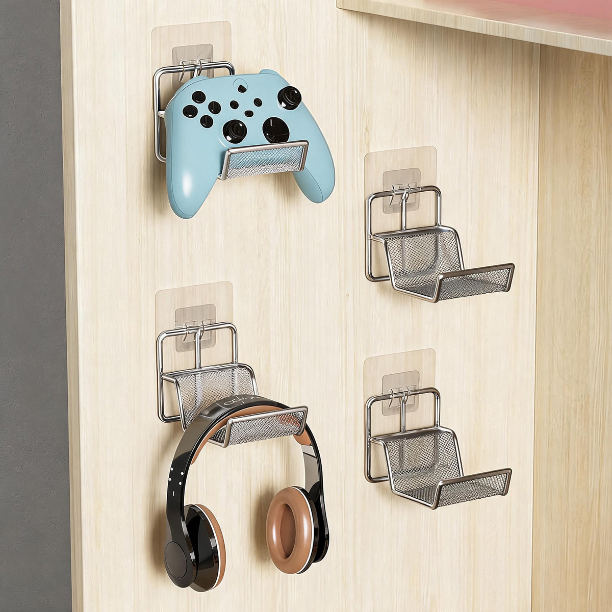 Wandmontierter Kopfhörer- und Gamecontroller-Halter mit faltbaren Haken