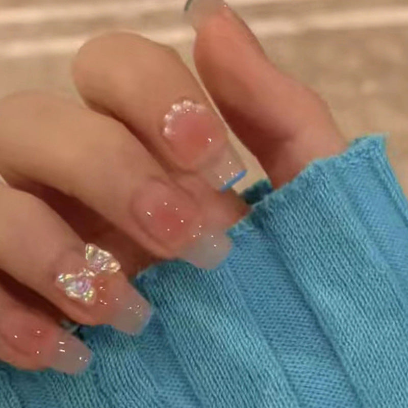 Glitzernder Französischer Tipp Press-On Nagel Set Brehn