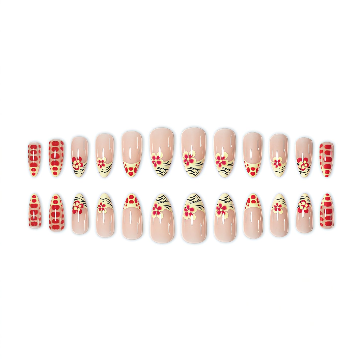 Floral French Tip Nail Art Extensions Brehn