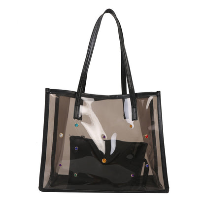 Transparente Mode Tasche mit dekorativen Edelsteinen