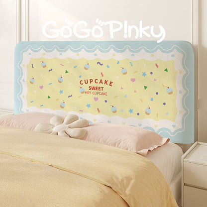 Padded Decorative Cupcake Headboard Cover with Scalloped Frame and Soft Upholstery