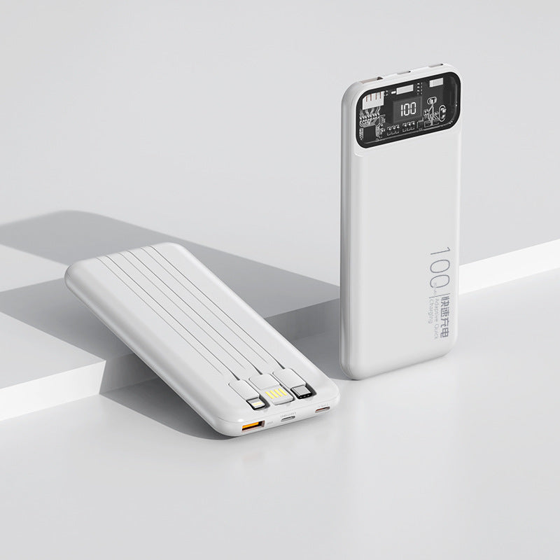 Tragbare Powerbank mit multifunktionalem Kabelsystem und digitaler Anzeige Brehn