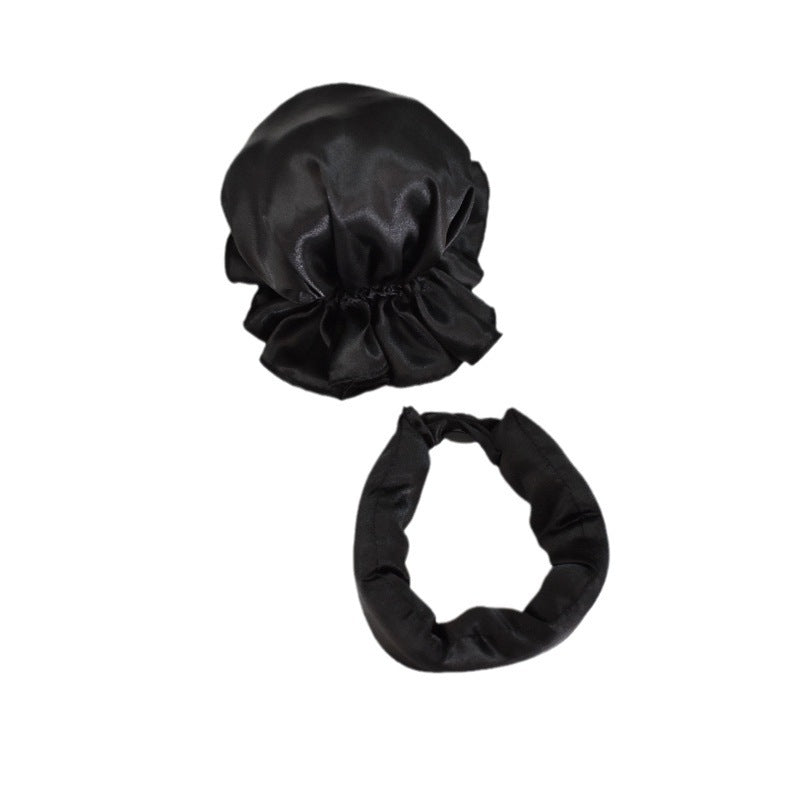 Luxuriöses Satin-Haarmütze- und Haarband-Set