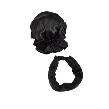 Luxuriöses Satin-Haarmütze- und Haarband-Set