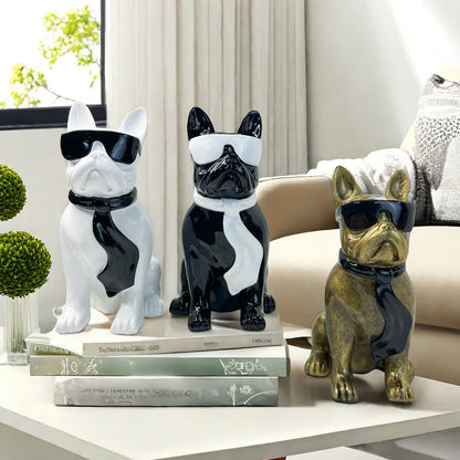 Bunte Bulldogge Dekofigur aus Kunstharz Brehn