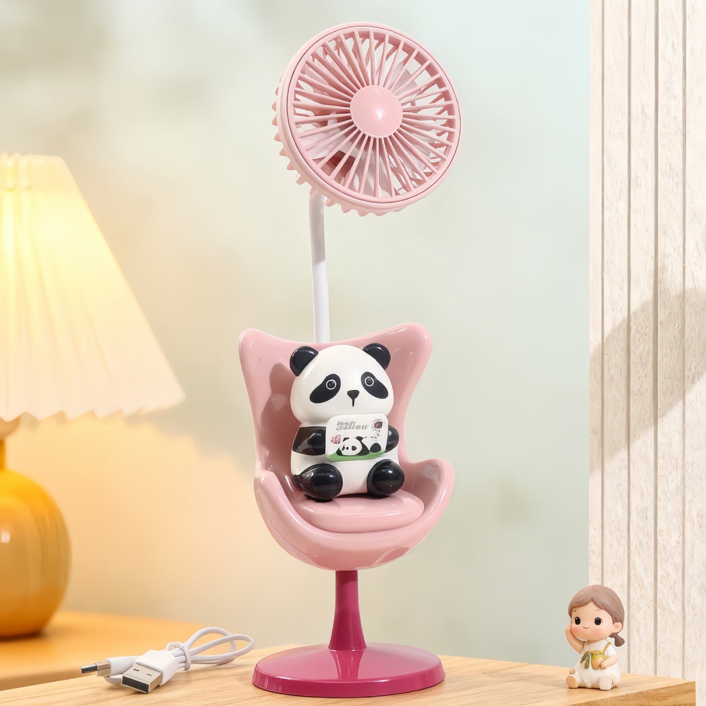 Damen USB Tischventilator mit verspieltem Bärenmotiv und flexibler Neigung Brehn