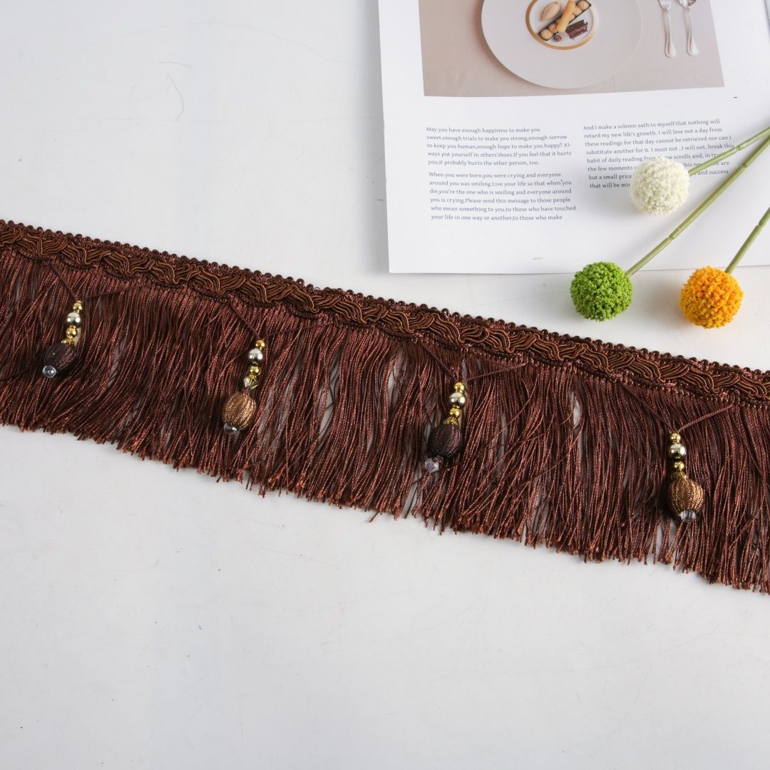 Luxus Fransenborte mit Perlenbesatz Brehn