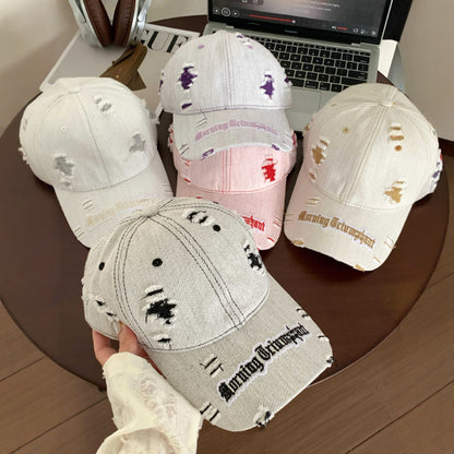 Damen Destroyed Denim Baseball Cap Brehn