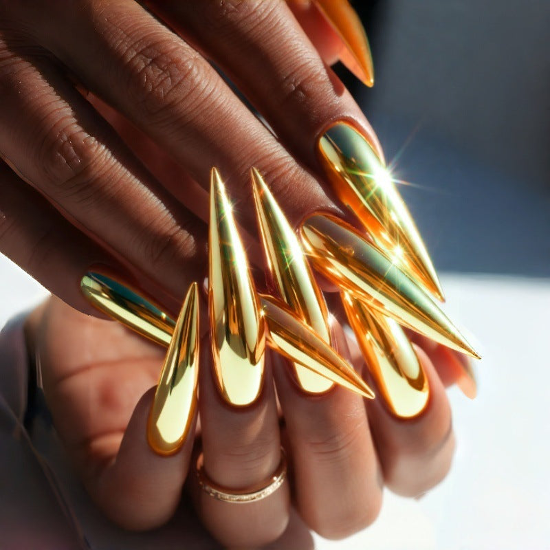 Extravagante Stiletto Press-On Nagelspitzen mit Spiegel-Finish Brehn