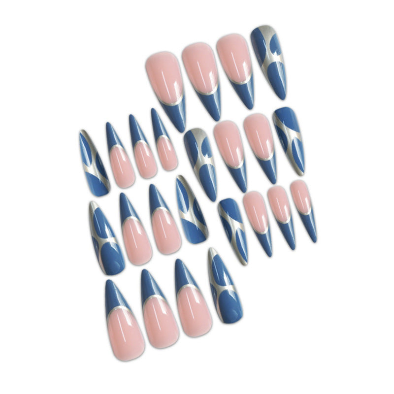 Stiletto Press-On Nagelkunstverlängerungen mit geometrischem Design Brehn