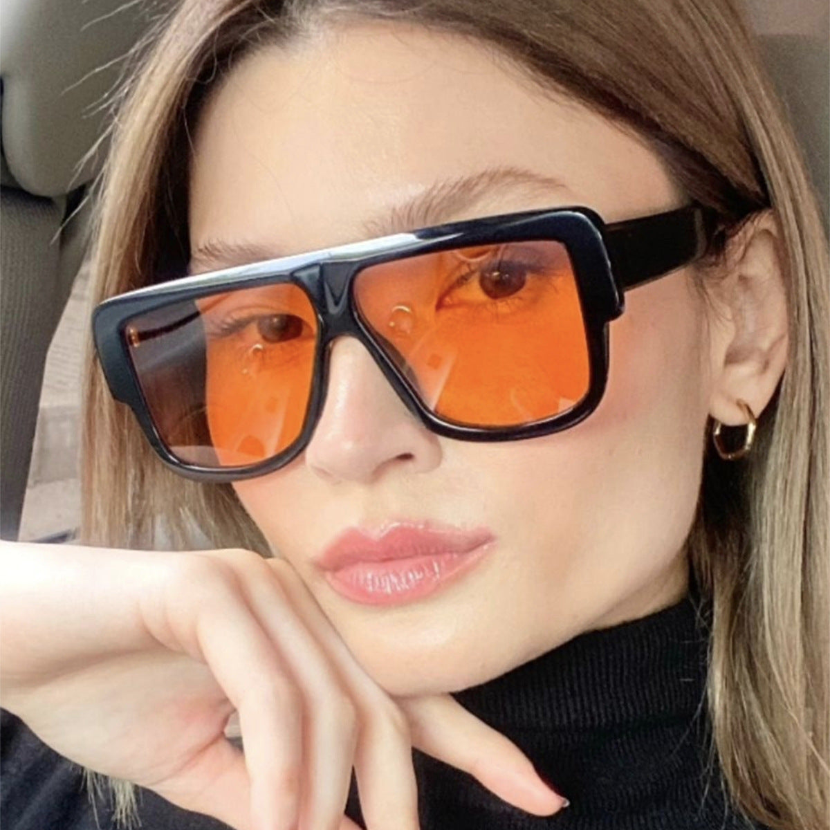 Damen quadratische Sonnenbrille mit markantem Gestell Brehn