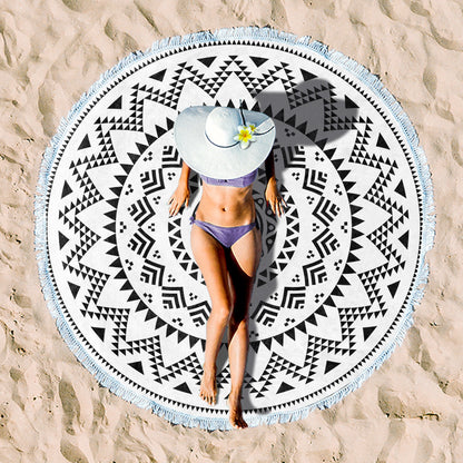 Rundstrandtuch mit künstlerischem Lotus-Design Brehn