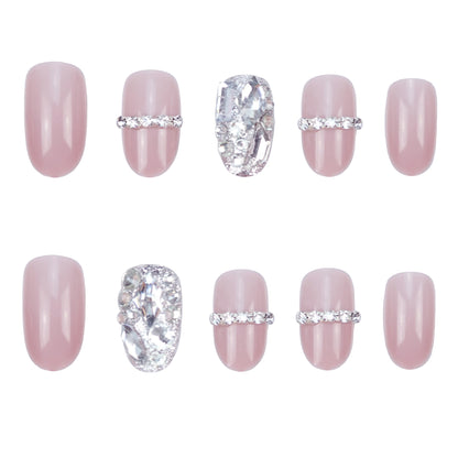 Glamouröse Strass-geprägte Press-On Nagelset Brehn