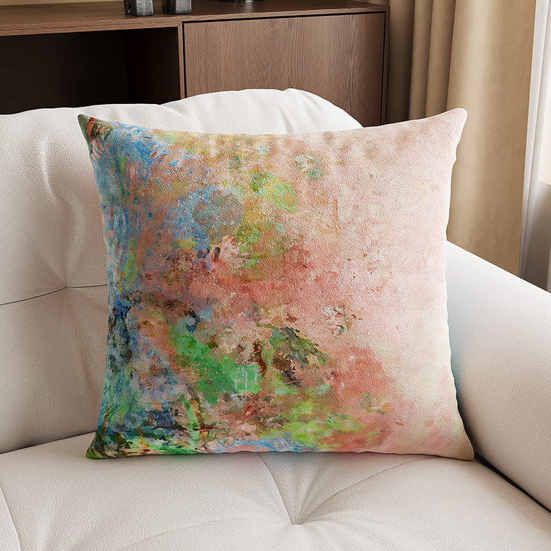 Abstract Textured Impressionist Velvet Throw Pillow Cover